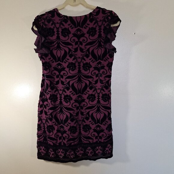 Hale Bob Purple Floral Black Velvet Goth Punk Shirt size XS - Picture 2 of 3